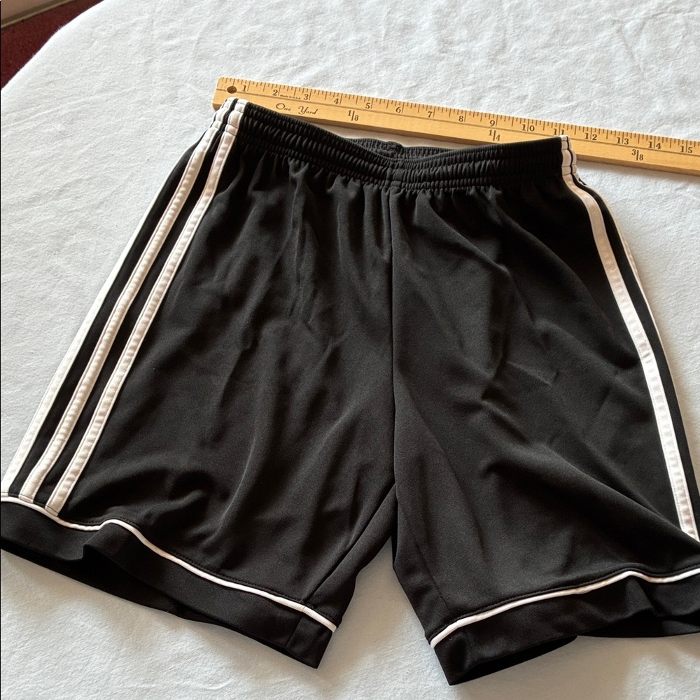 Adidas Black Shorts with White Stripes Size Large